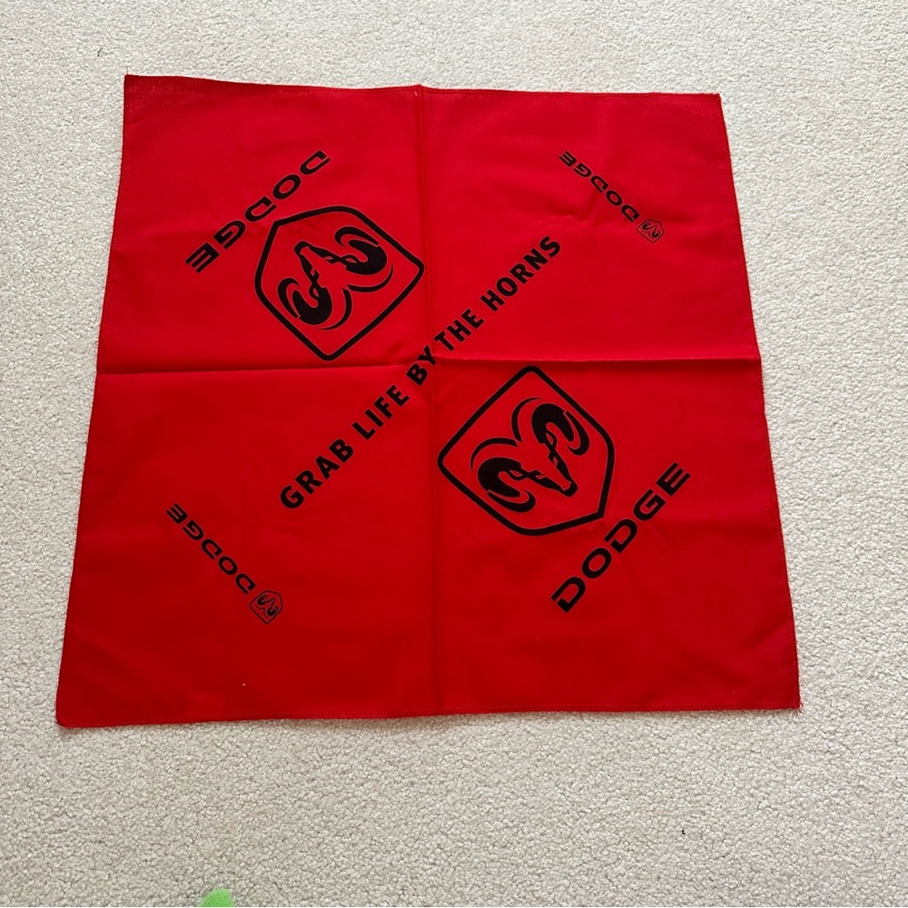 New Dodge Red Bandana -Grab Life The Horns 20.5 X 20.5 inch